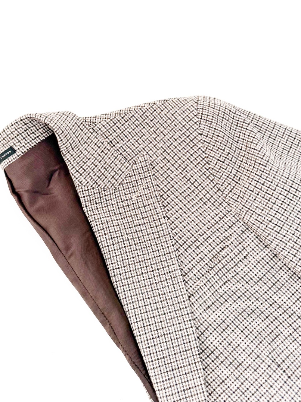 NEW Reiss Men's Plaid Cotton - Wool Houndstooth Blazer Beige Brown 38R Jacket - Picture 12 of 16